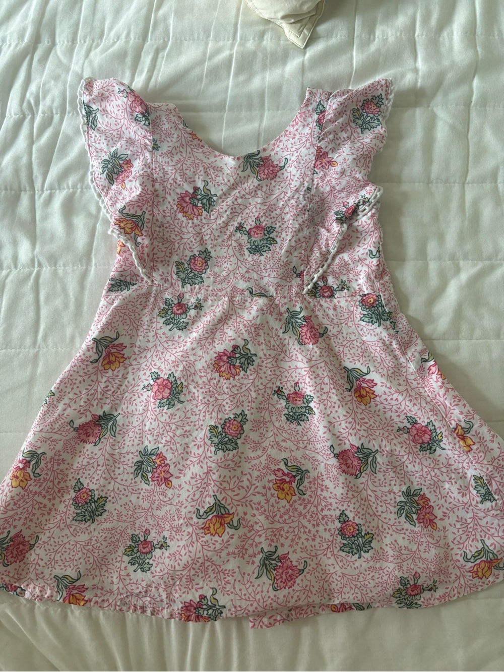 Janie and Jack Pink Floral Ruffled Sleeve Dress